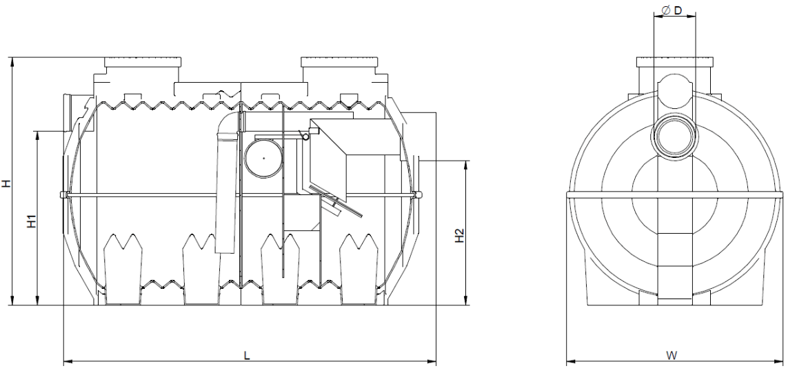 Schemat separatora węglowodorów typu SWOBK (SWOBK 25) - JPR-AQUA